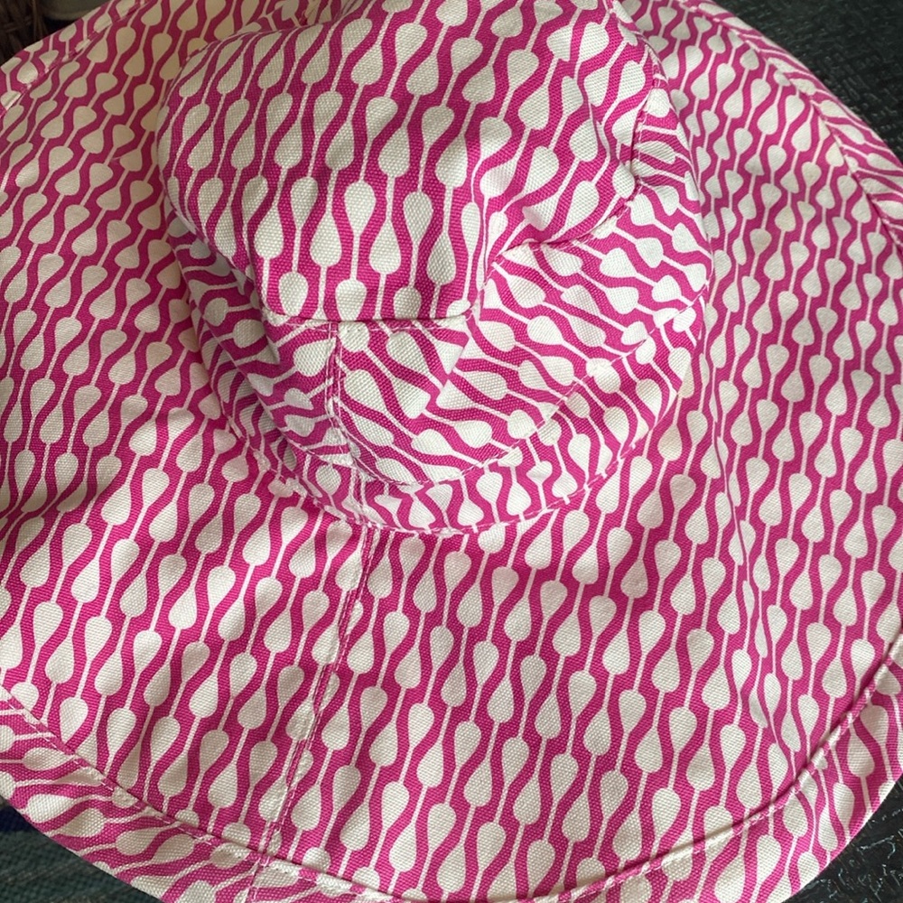 Floppy Canvas Sun Shade Pink and White Patterned Hat adjustable OS
